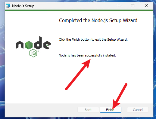 Node.js 安装程序 - 安装完成