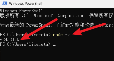 执行 node -v
