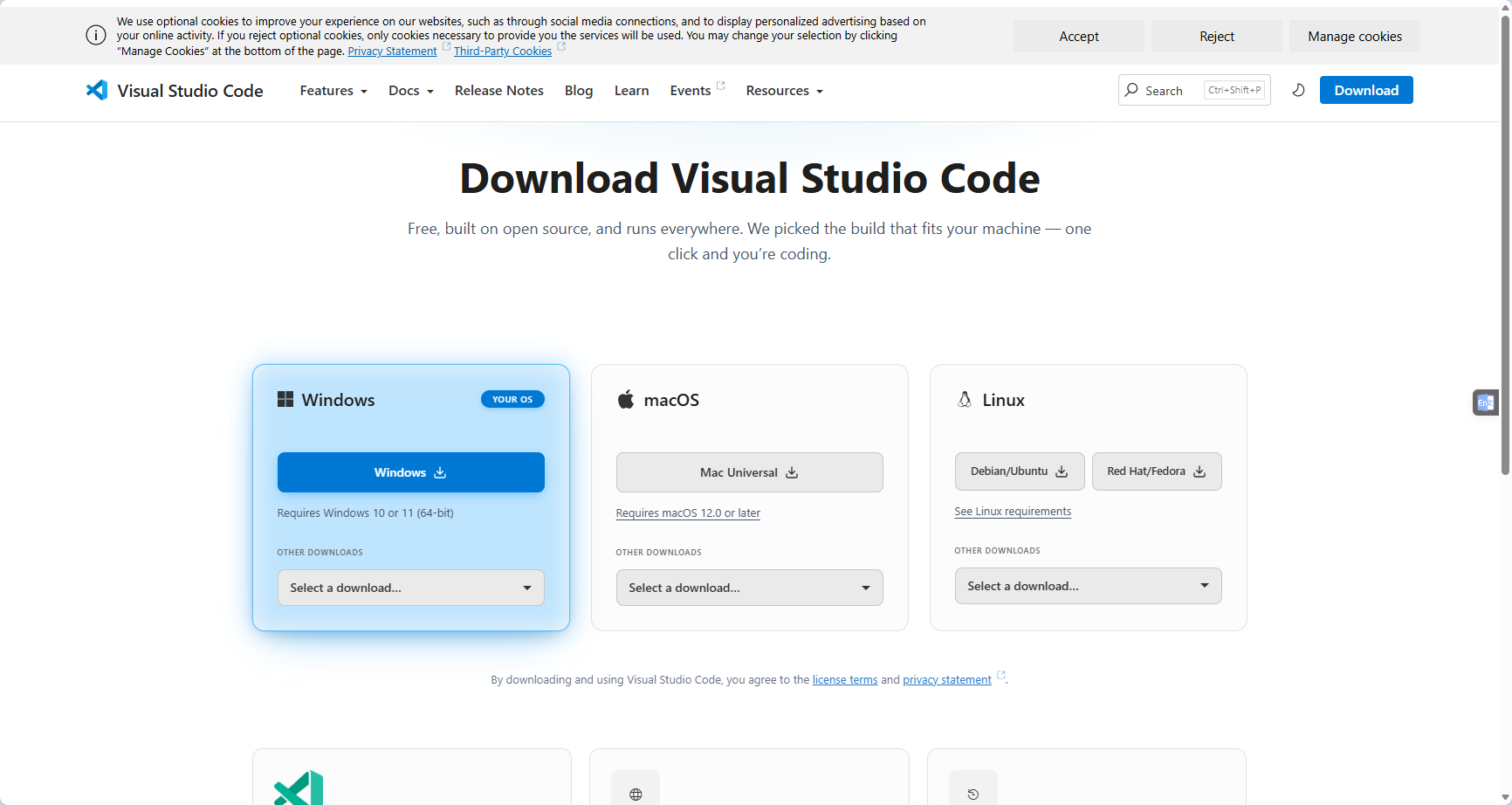 vscode下载页面新版